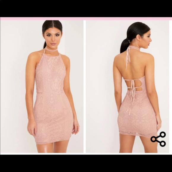 pretty little thing pink lace dress